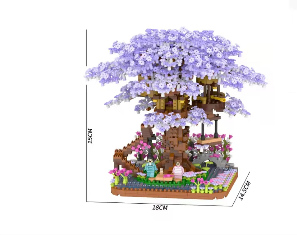 Mini Sakura Tree House 2138Pcs Build Block City Street View Cherry Blossom Model Building Blocks Toys Children Gifts