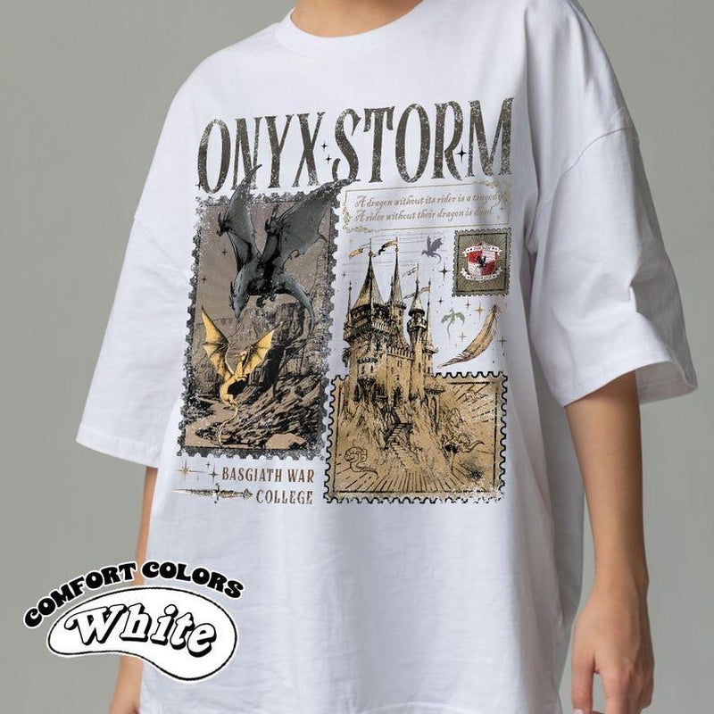 Onyx Storm Comfort Color T-Shirt, Fourth Wing Series Shirt, Dragon Rider, Bookish Tee Gift for Book Lover, Fantasy Book, Tairn & Andarna