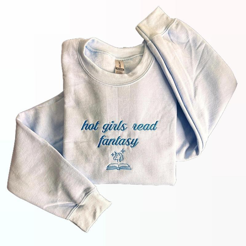 Hot Girls Read Fantasy Embroidered Crewneck Sweatshirt