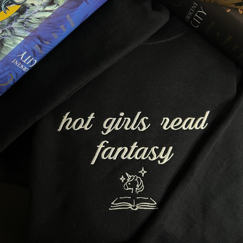 Hot Girls Read Fantasy Embroidered Crewneck Sweatshirt