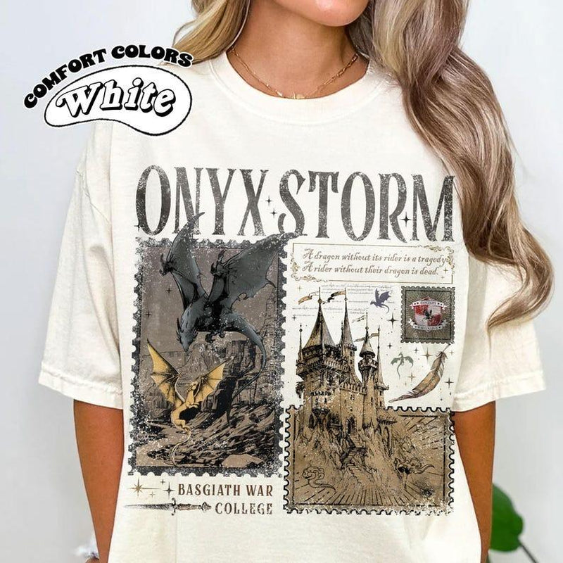 Onyx Storm Comfort Color T-Shirt, Fourth Wing Series Shirt, Dragon Rider, Bookish Tee Gift for Book Lover, Fantasy Book, Tairn & Andarna