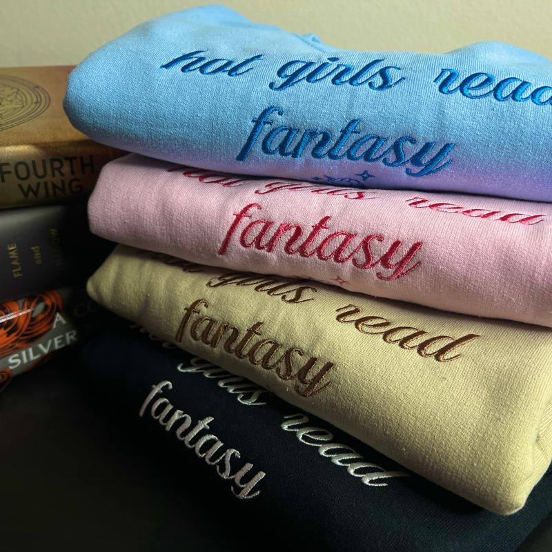 Hot Girls Read Fantasy Embroidered Crewneck Sweatshirt